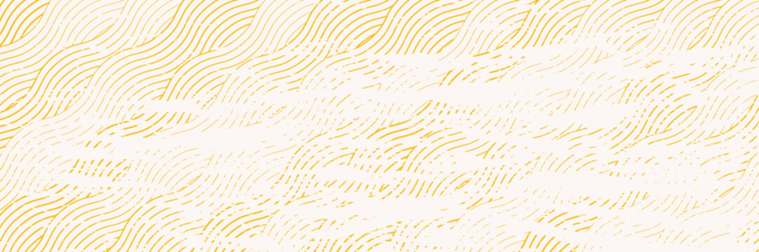 Yellow instant noodle, pasta and spaghetti texture with geometric wavy lines. Ramen, pasta vector pattern.