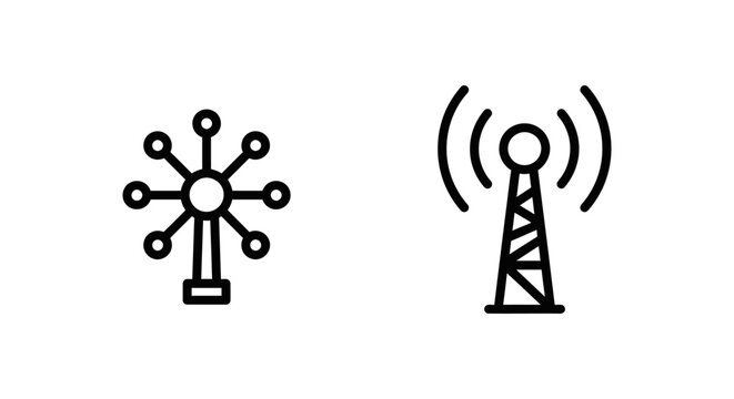Telecommunications technology array and antenna network icons