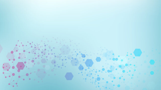 Molecular structure and genetic engineering, atom, neural network, neurons, DNA molecule. Scientific research concept for healthcare, medical, technology, chemistry, science template presentation