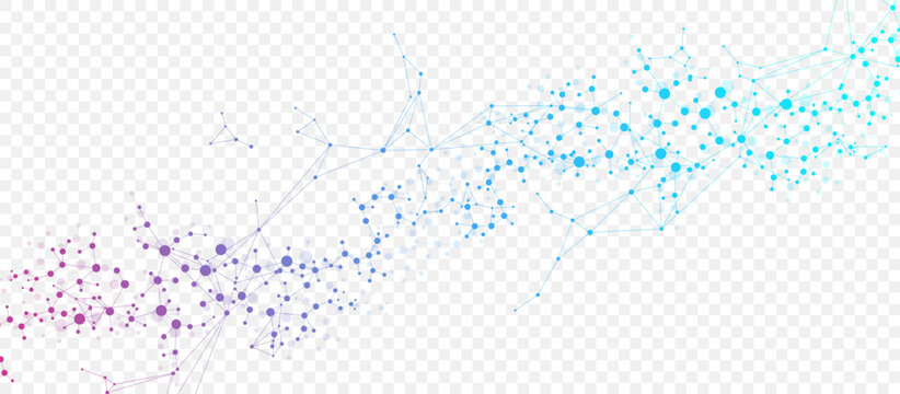 Structure molecule and communication. Dna, atom, neurons. Scientific concept for your design. Connected lines with dots. Medical, technology, chemistry, science background. illustration