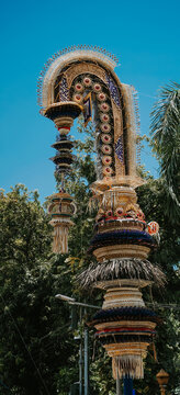 Penjor Balinese Traditional Decorative Bamboo Pole for Galungan Festival in Bali
