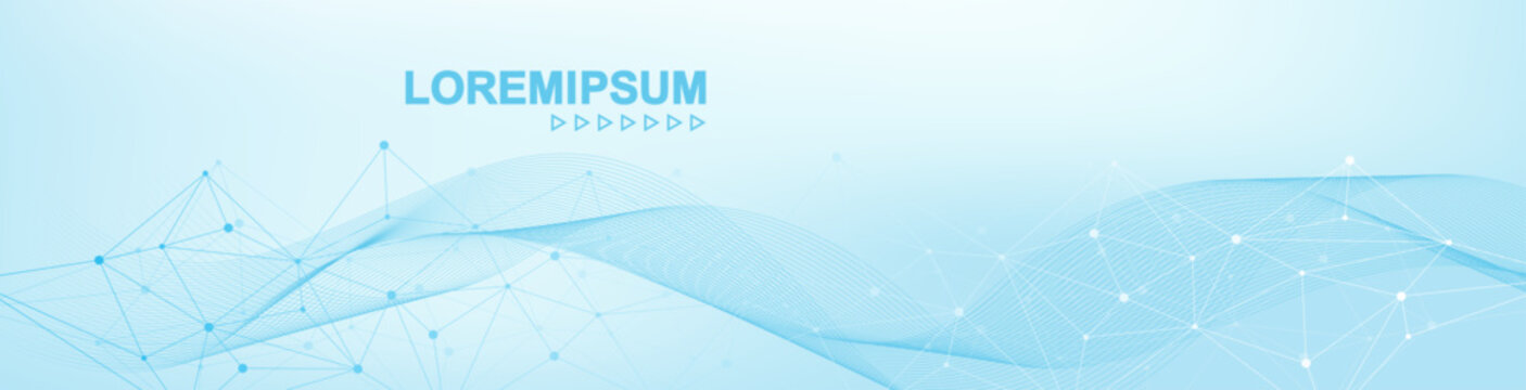 Global network connection website header or banner design. Abstract background with connecting dots and lines. Global business. Social network communication. Internet technology. Vector illustration