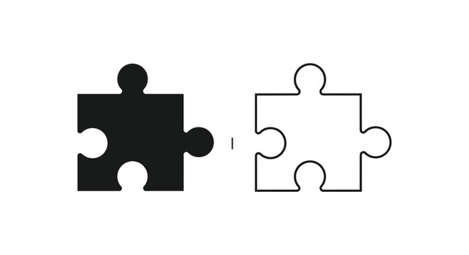a black and white puzzle pieces fitting together Vector