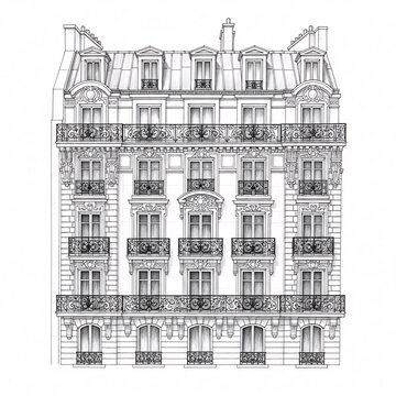 Ornate Parisian building facade with balconies.
