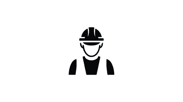construction worker icon with hard hat and vest