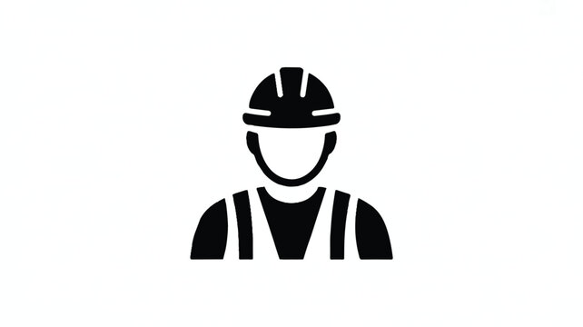 Construction worker icon with hard hat and vest