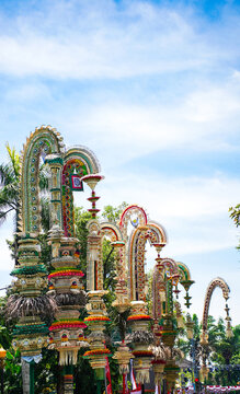 Penjor Balinese Traditional Decorative Bamboo Pole for Galungan Festival in Bali