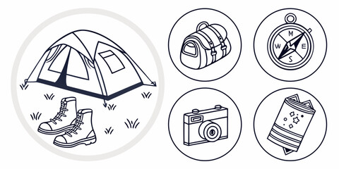 Outdoor adventure and camping tent hiking boots © Bakkar