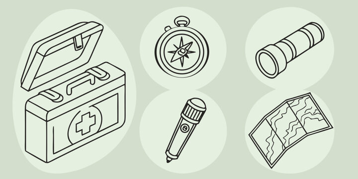 Outdoor adventure and survival first aid kit compass telescope