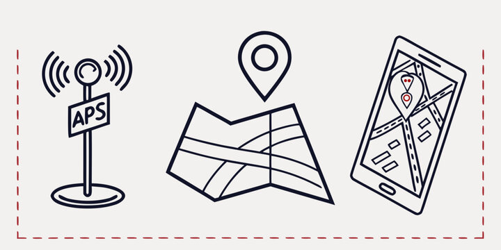 Navigation and location on gray background smartphone