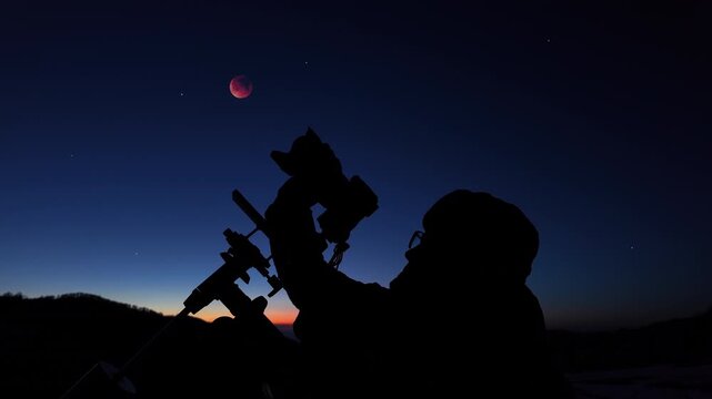 Amateur astronomer observing stars, planets, Moon eclipse and other celestial objects.