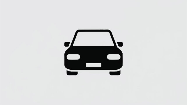 simple black car icon facing forward on gray background