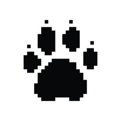 Simple flat vector animal paw print in pixel style on transparent background. Retro 8-bit pixel art design perfect for pet logos, animal tracking apps, wildlife icons, gaming graphics, and minimalist  © north100