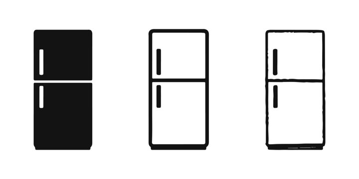 Refrigerator icon set, modern and sketchy fridge appliance symbols for kitchen design