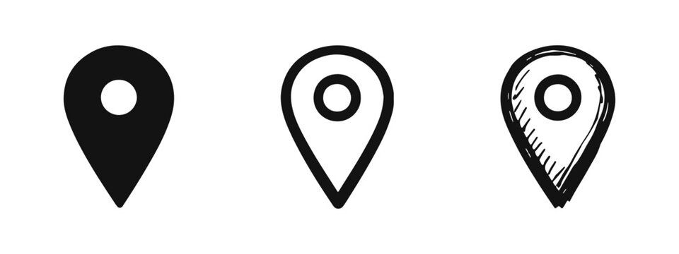 Location Pin Icon Set - Map Marker Symbols for Navigation, Places, and Geographic Points