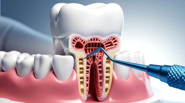 Dental care and teeth cleaning process.
