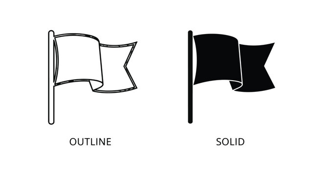 Black and white flag icons in outline and solid style