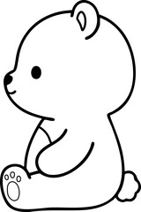 Obraz premium side view bear line art drawing, minimalist animal contour for coloring page