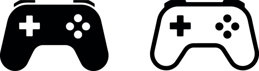 Game controller icon set featuring gamepad, joypad, and joystick symbols for gaming, console, and digital entertainment vector illustration © Well Done