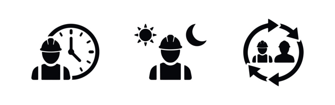 Set of icons representing work shifts and labor rotation