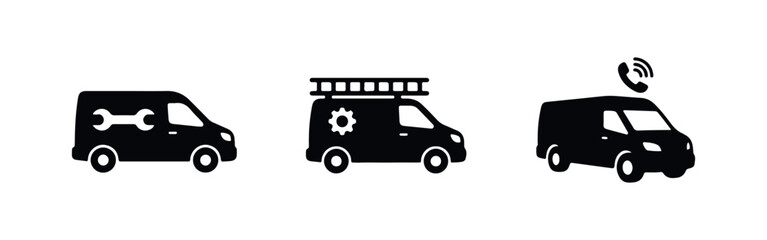 Service and Repair Delivery Van Vector Icon Set © Lili