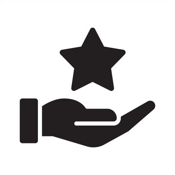 Empowerment icon. Hand presenting a star icon. Icon symbol for empowerment, support, strength, encouragement, motivation, confidence, growth, leadership, potential, star. Vector illustration