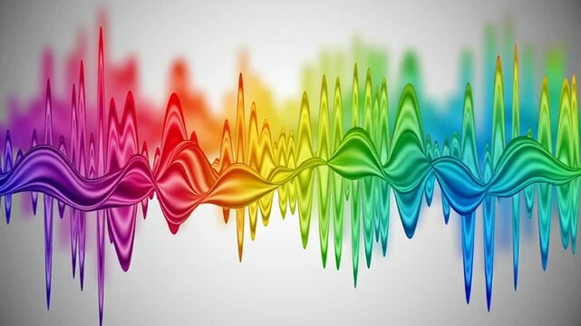 vibrant sound wave spectrum with colorful audio equalizer visualization on white background