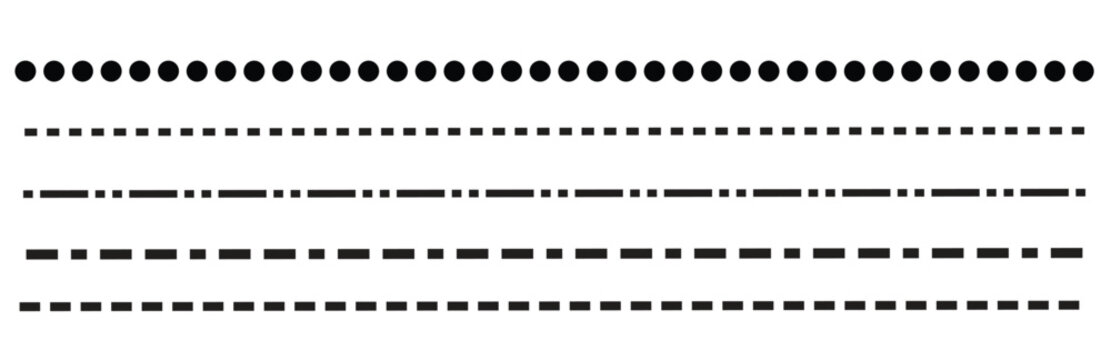 Various black dotted and dashed lines on a white background