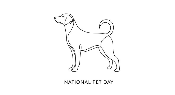 Continuous line drawing of a dog for national pet day