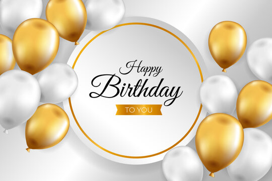 Happy birthday background design with realistic balloons