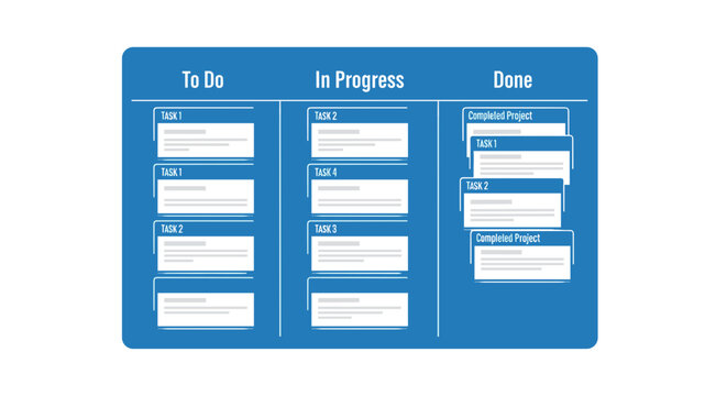 Blue Task Board With Labels.