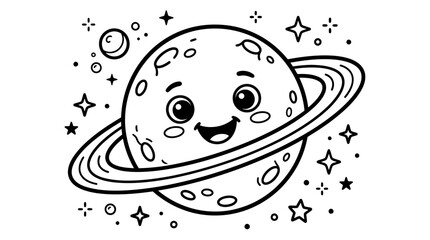 Smiling Cartoon Saturn Planet Face. © Kebo