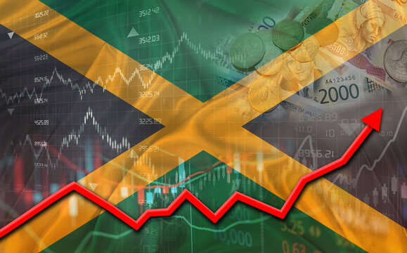 Jamaican economic growth on financial graph. Jamaica financial growth on market graph