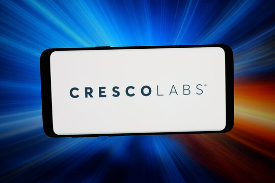 Stuttgart, Germany - 03-20-2026: In this photo illustration, the logo of US cannabis company Cresco Labs Inc. is displayed on a smartphone in front of abstract background on computer screen.