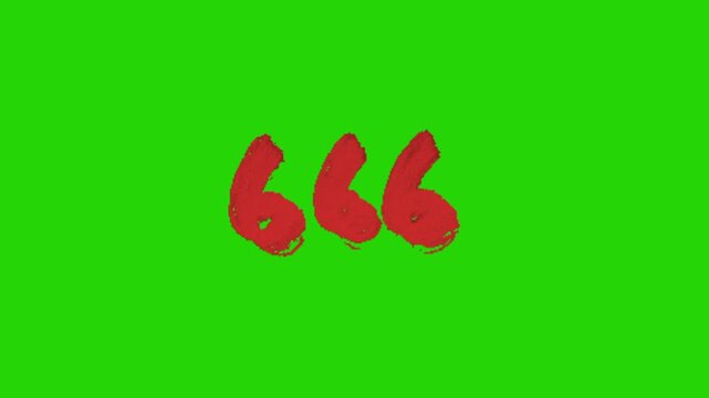 red 666 animation on green screen