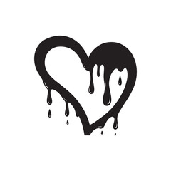 Obraz premium Hand-Drawn Black Heart Shape Featuring Dramatic And Artistic Liquid Paint Drips.