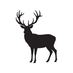 Fototapeta premium Stag Majestic and Wild Black Silhouette Clean Vector Illustration for Logo Design and Wildlife Branding