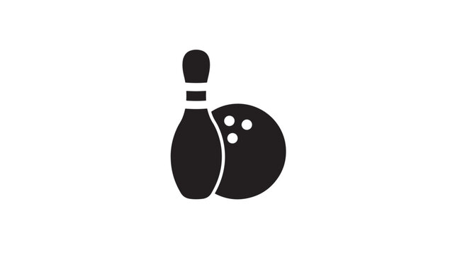 Bowling pin and ball icon with three finger holes, representing the sport of bowling, often used for game or leisure concepts.