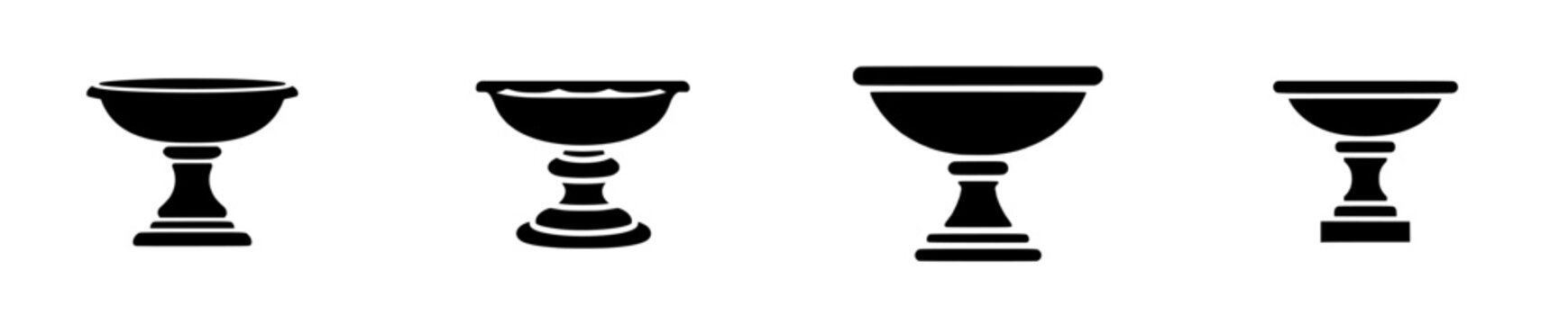 Elegant Silhouette of a Bird Bath - Detailed and Stylized