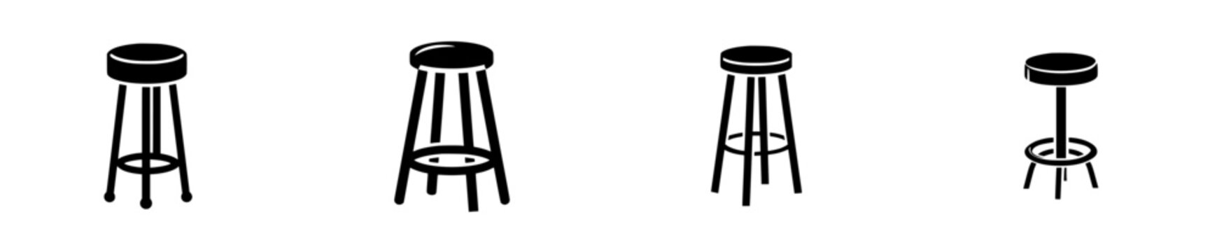 Elegant Black & White Bar Stool Silhouette