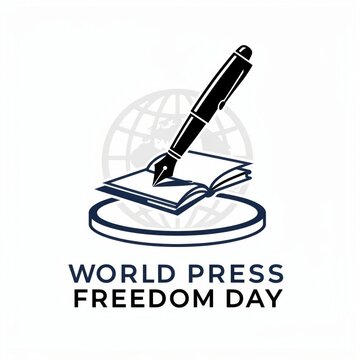 World Press Freedom Day logo with pen and book