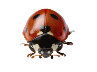 Vibrant red ladybug with distinct black spots, a detailed macro shot of the insect isolated on transparent background, perfect for nature designs PNG © Diego