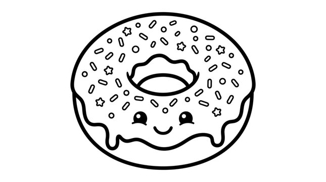 Cartoon donut with happy face.