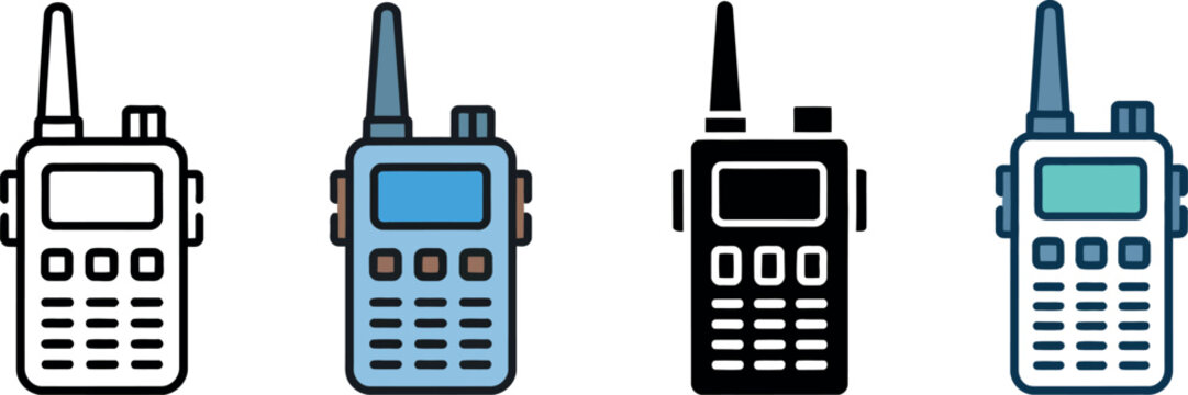 Walkie-talkie icon vector representing portable radio transceiver for security communication, emergency response, and outdoor team coordination illustration