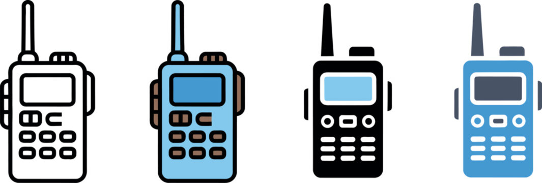 Walkie-talkie icon vector representing portable radio transceiver for security communication, emergency response, and outdoor team coordination illustration