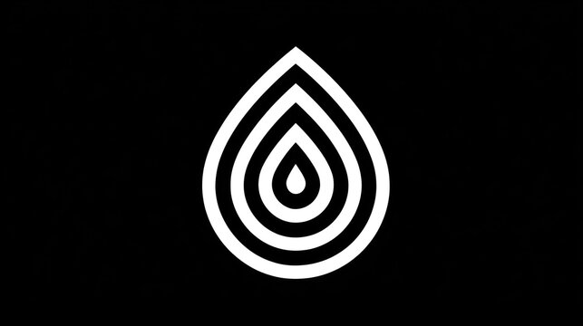 White teardrop outline, minimalist design on a dark background, four concentric shapes
