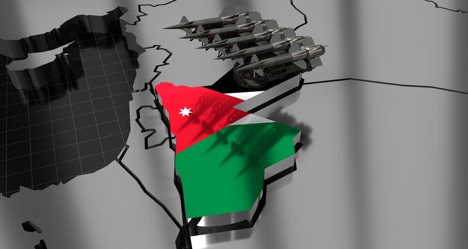 Jordan - missiles on country map and flag - 3D illustration