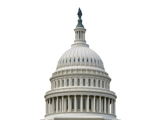 Iconic United States Capitol Building dome, a symbol of American democracy and government, majestically isolated on transparent background PNG © Diego