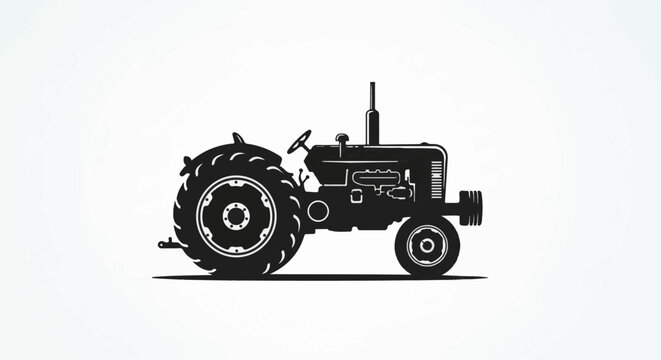 Silhouette of a classic agricultural tractor on a white background (1)