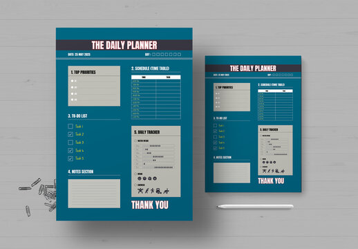 Minimal Daily Planner Template for Productivity and Organization